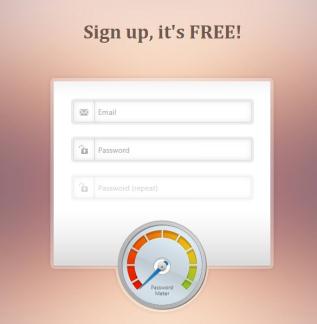 Login / Registration Form with Password Meter