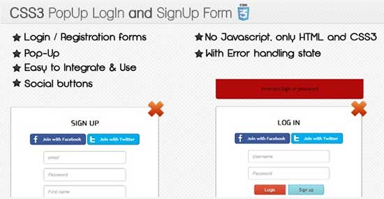CSS3 Popup Login and Signup Forms