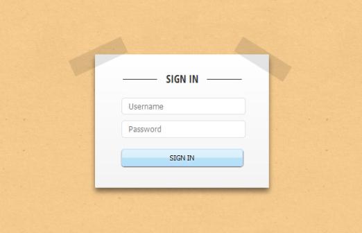 Paper Tape Login form