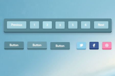 3D Pagination and Social Buttons