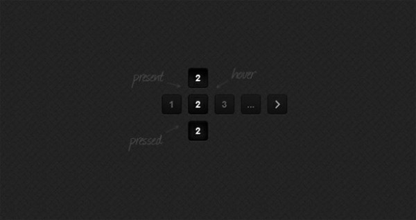 Dark Pagination UI with Hover PSD