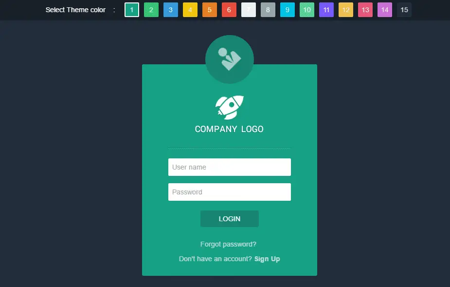 Login Form With Color Themes