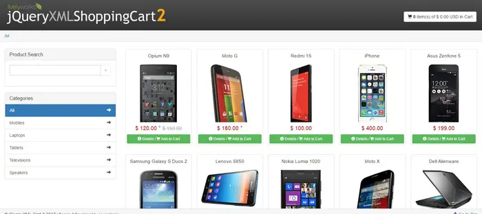 JQuery Xml Shopping Cart