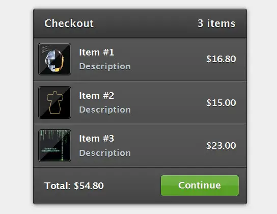 Shopping Cart Check Out Widget