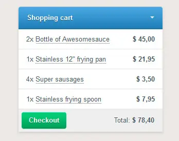 Shopping Cart Check Out Basket Details