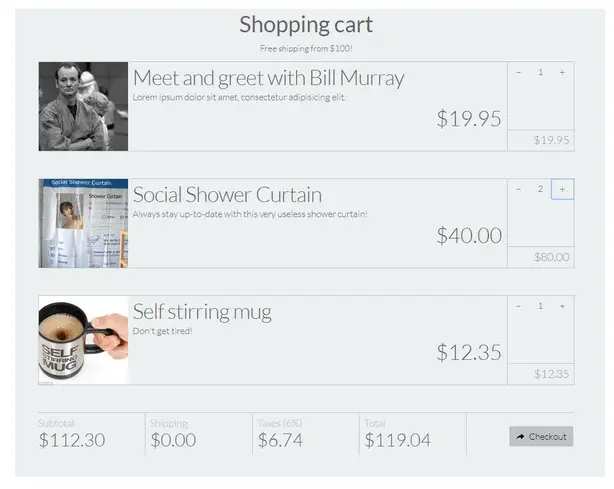 Shopping Cart CSS Template