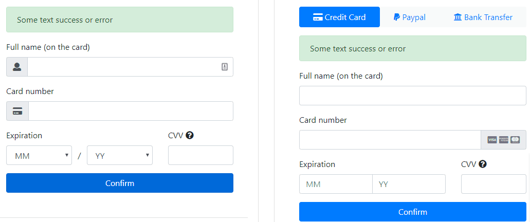 Clean Boostrap Checkout Form HTML and CSS