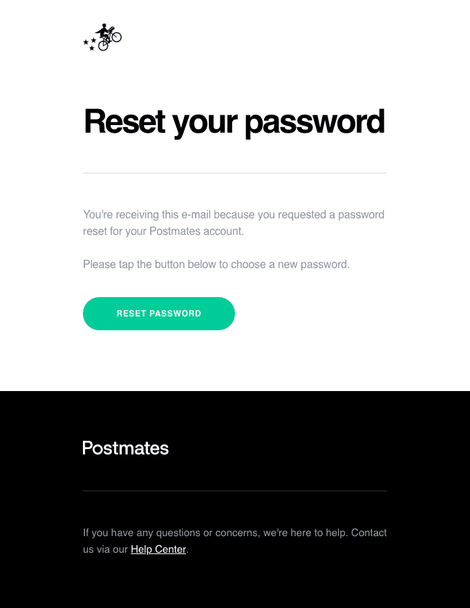 Postmates  Password Reset Request Email Template
