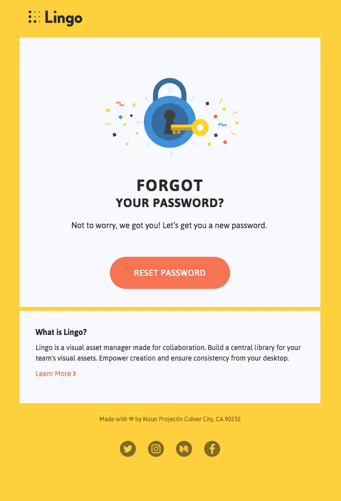 Lingo Reset Password HTML Template