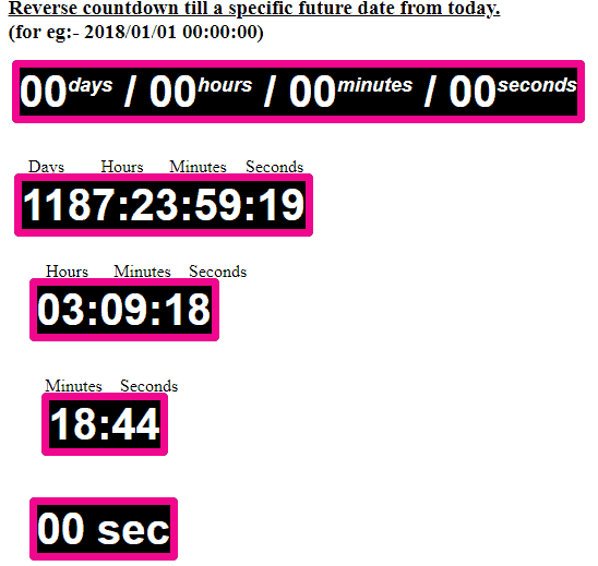 jQuery Reverse Countdown Timer
