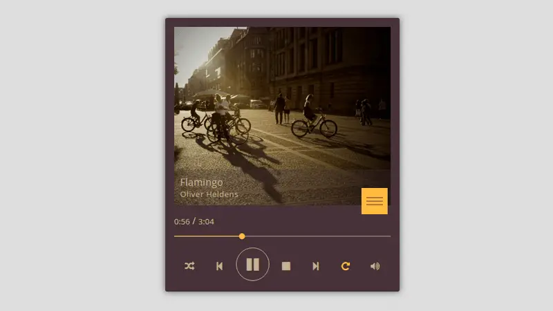 Daily UI Music Player For Website HTML Code