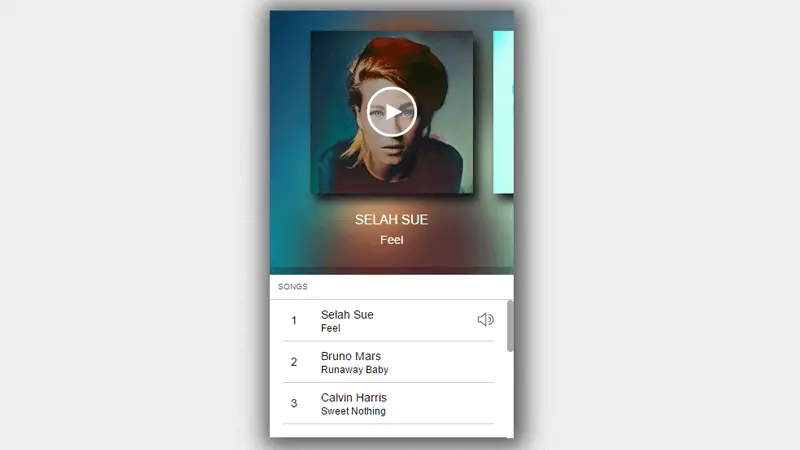 Music Player Mobile Interface Carousel