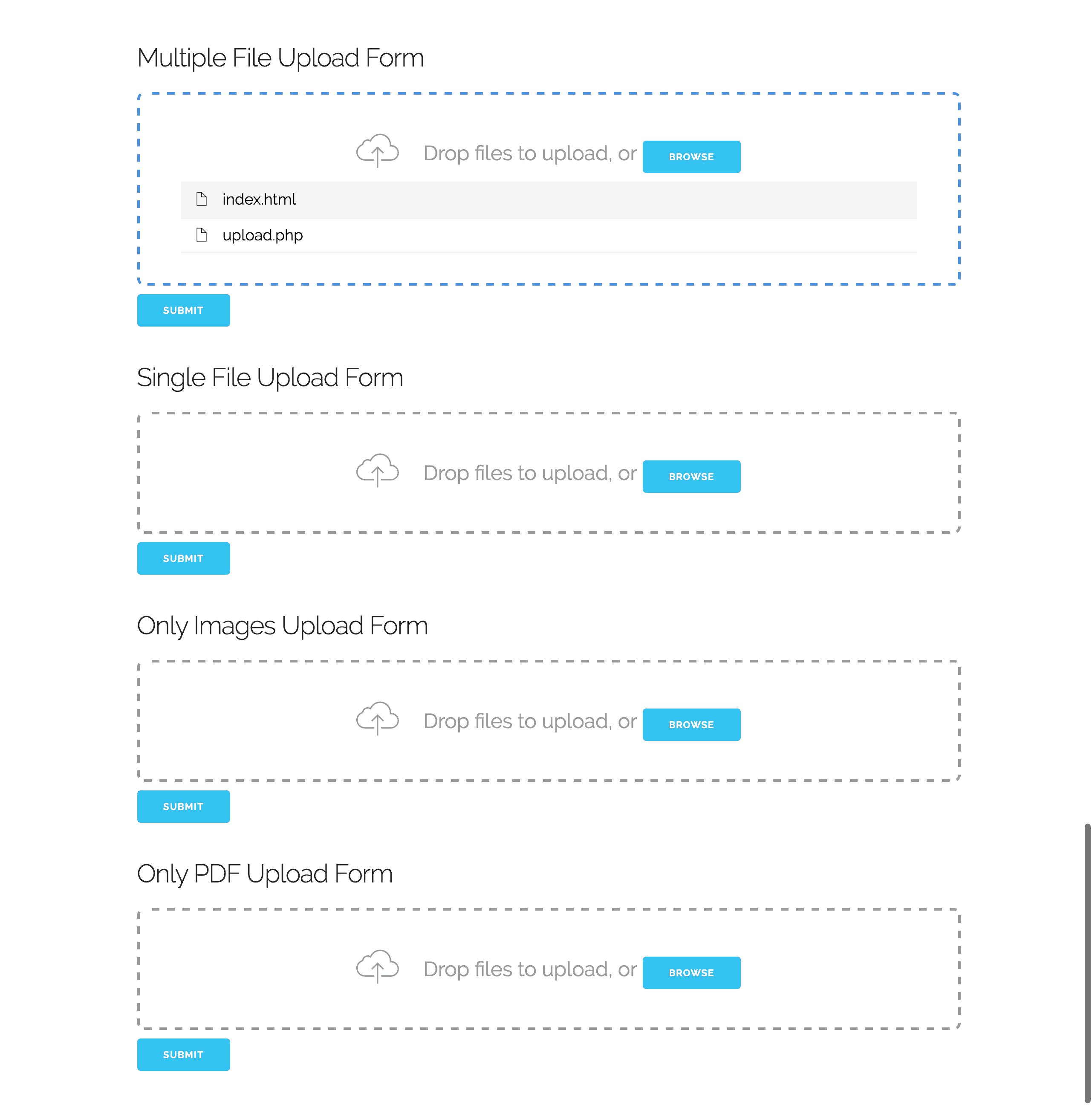 Drop Upload & jQuery Example