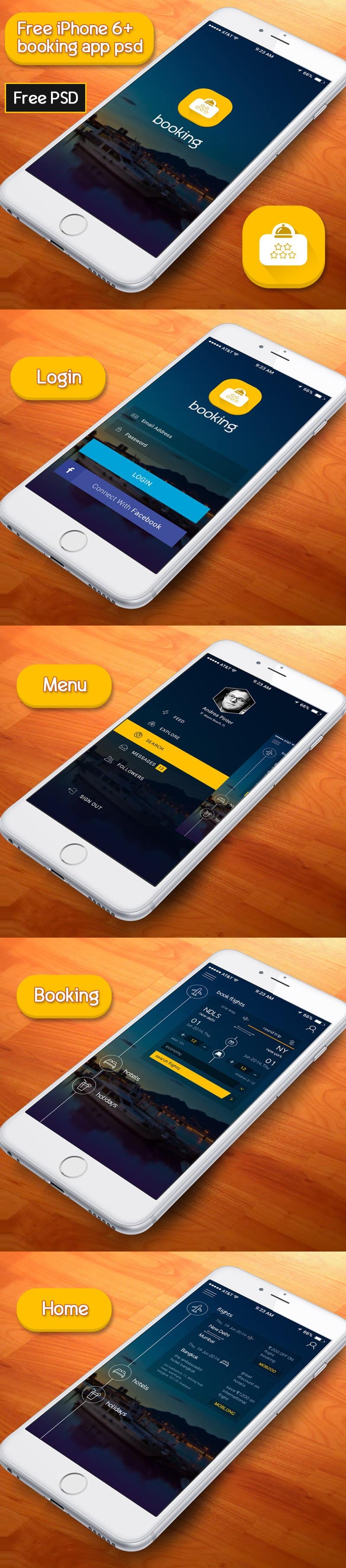 Booking App PSD According to iPhone 6+