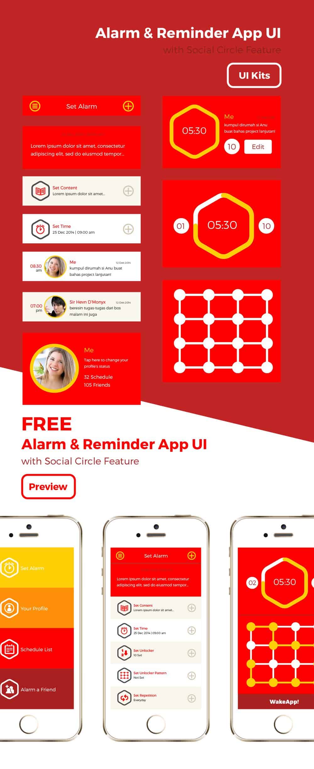 Free Wakeapp UI PSD Interface Design