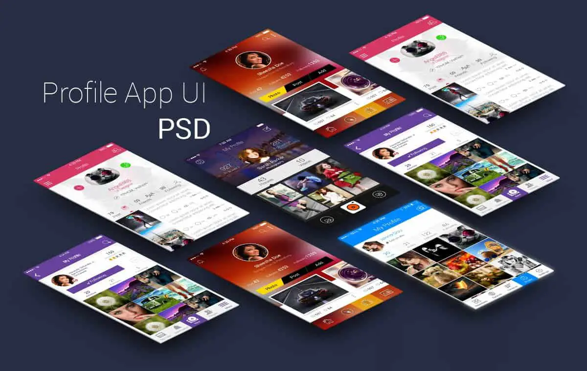 Best 5 App Profile UI PSD
