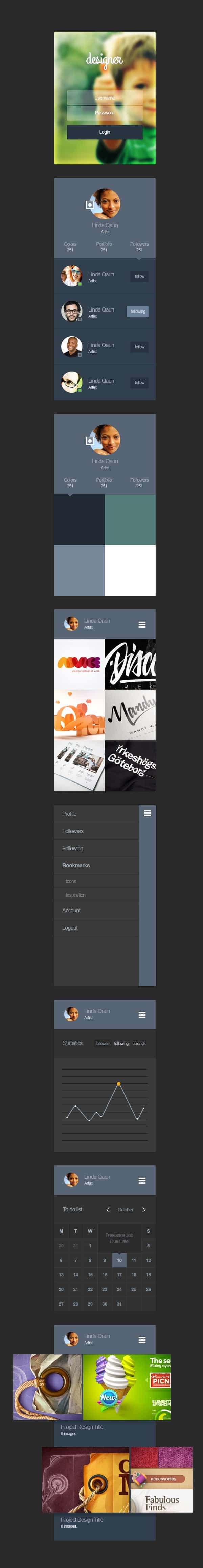 Designer Portfolio App Ui Kit PSD