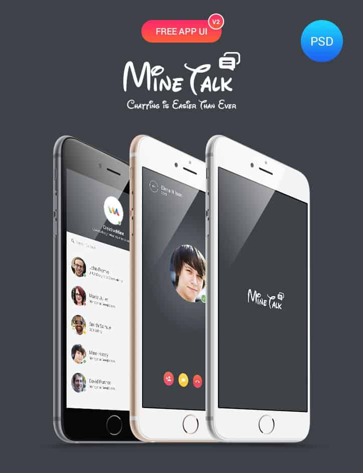 MineTalk App UI PSD Interface Design