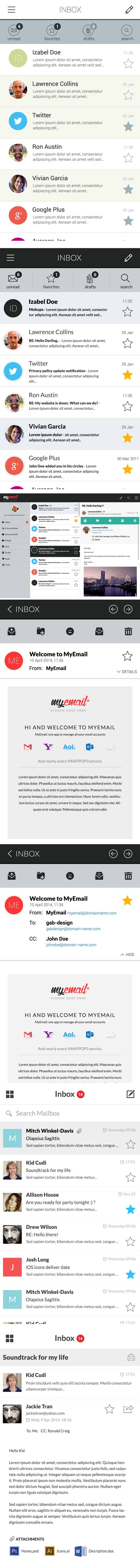 Myemail App Interface PSD Design Patterns