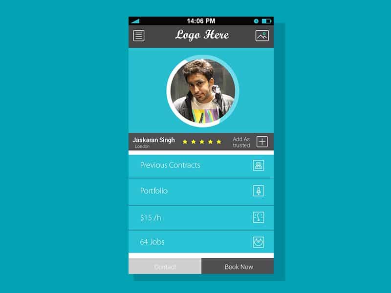 Profile Screen For Mobile App Free PSD