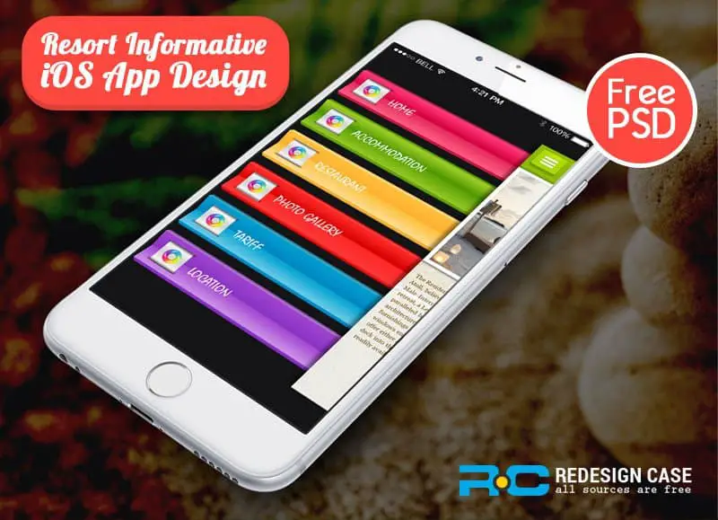 Resort Informative iOS App UI Design PSD