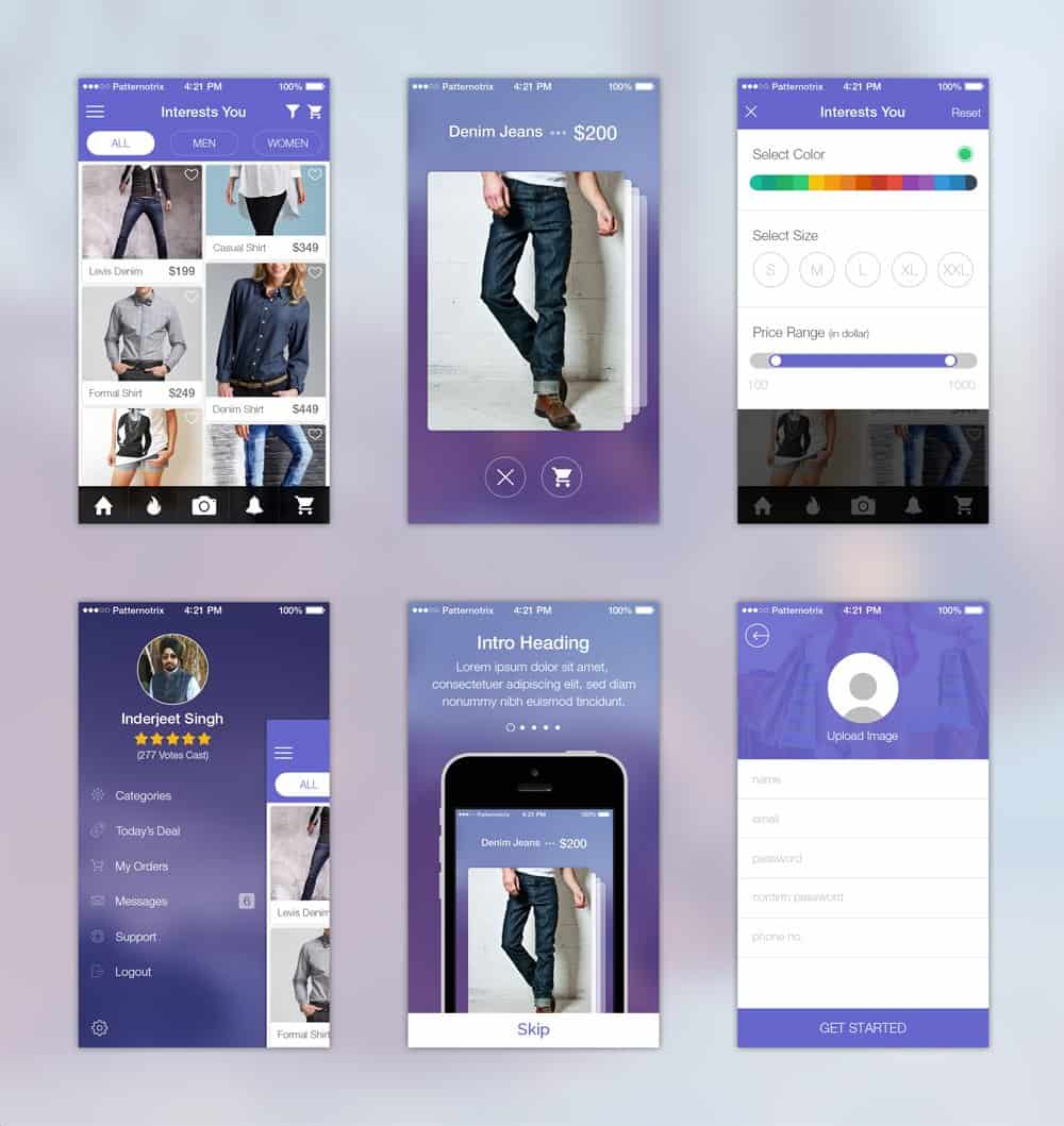 Shopping App UI Kit PSD