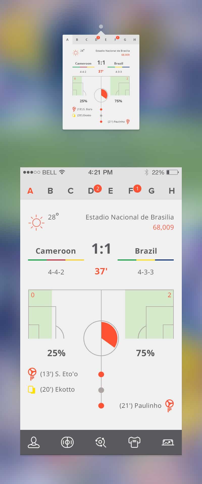 Soccer Apps Free PSD Interface Design