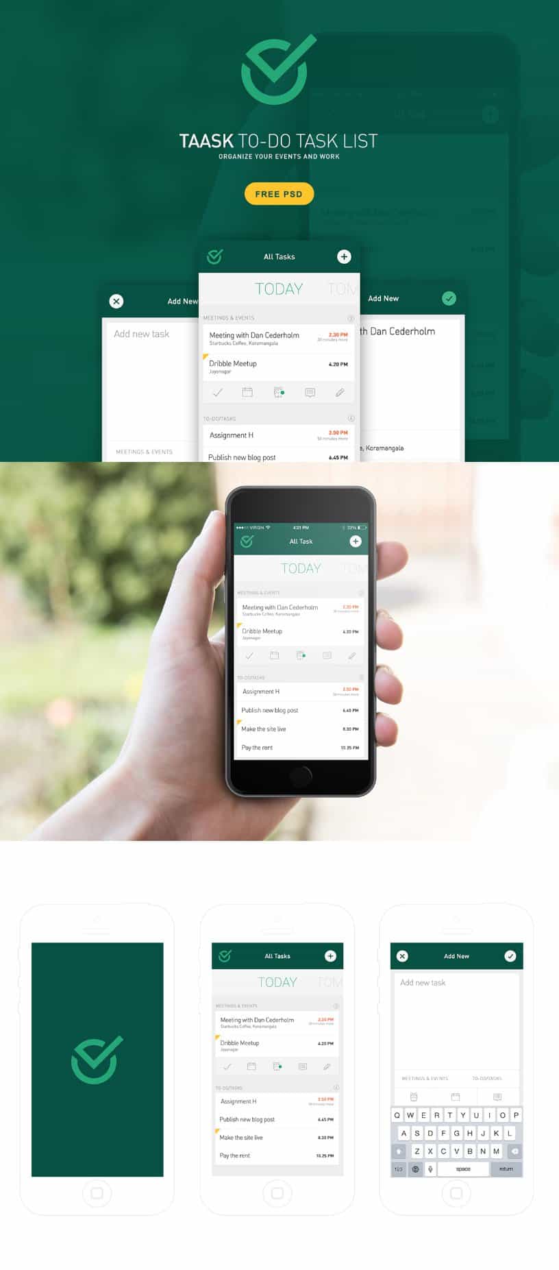 Taask Mobile App PSD Tutorial