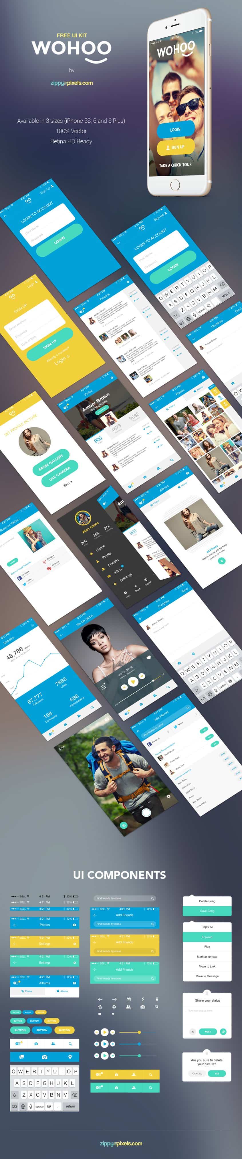 WOHOO – Free Mobile App UI KIT