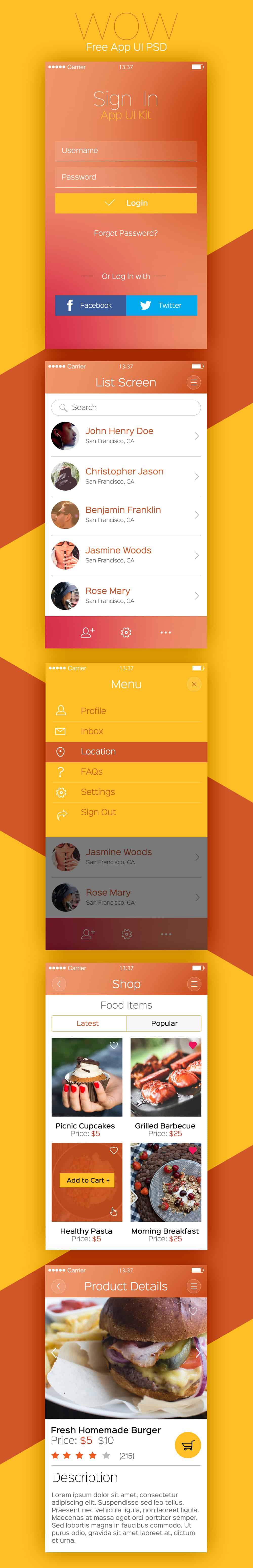 WOW -Modern Mobile App UI