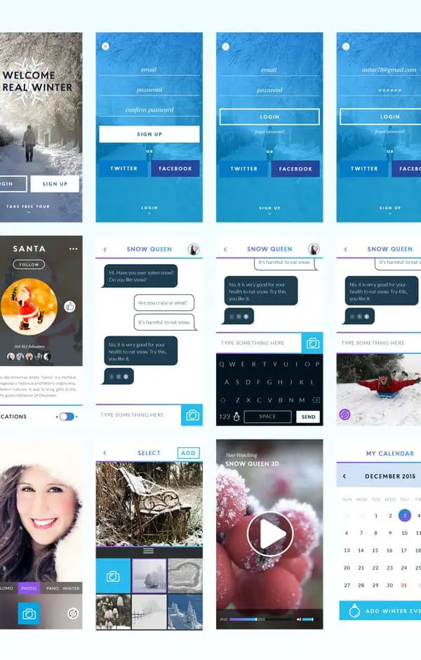 Winter UI Kit PSD For Mobile App