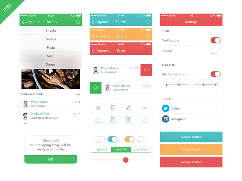 Food App Kit iOS 7 Design Templates  