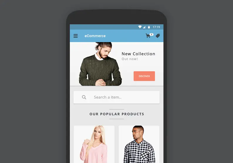 Free eCommerce App UI PSD User Interface Design