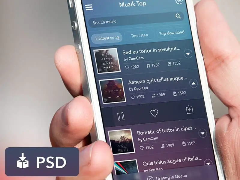 Music App UI PSD Interface Design