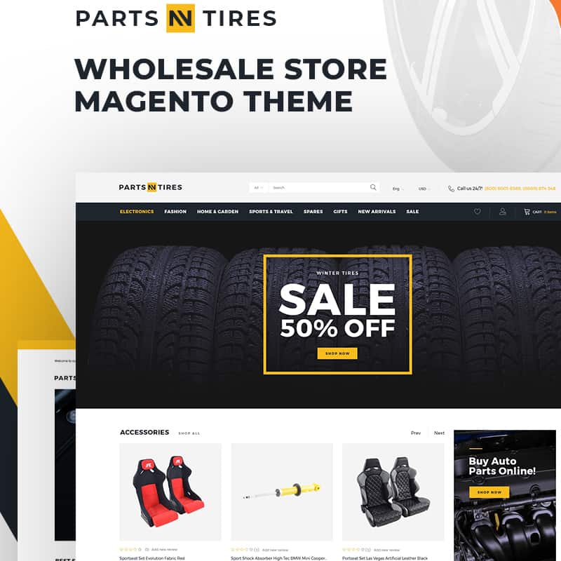 Parts'n'Tires - Car Tuning Clean Responsive Magento Theme