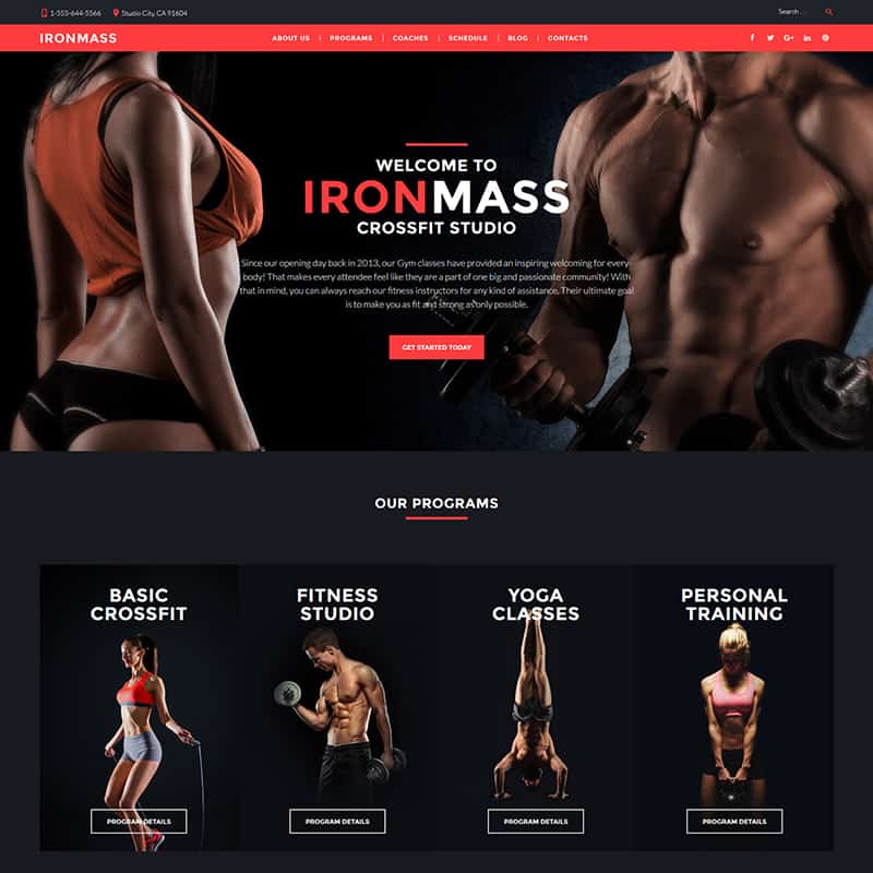 IronMass - Gym Fitness Responsive Website Templat