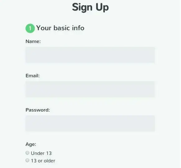 Codepen Sign-Up Form in HTML Format