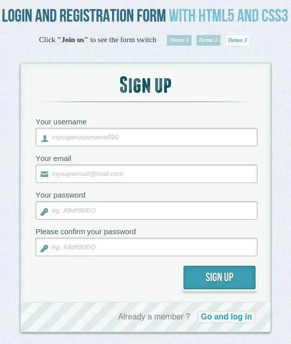 Login & Registration Form with HTML5 & CSS3