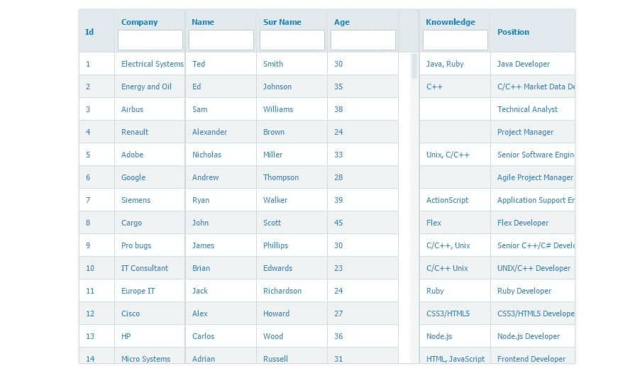 FancyGrid Table Sorting Plugin