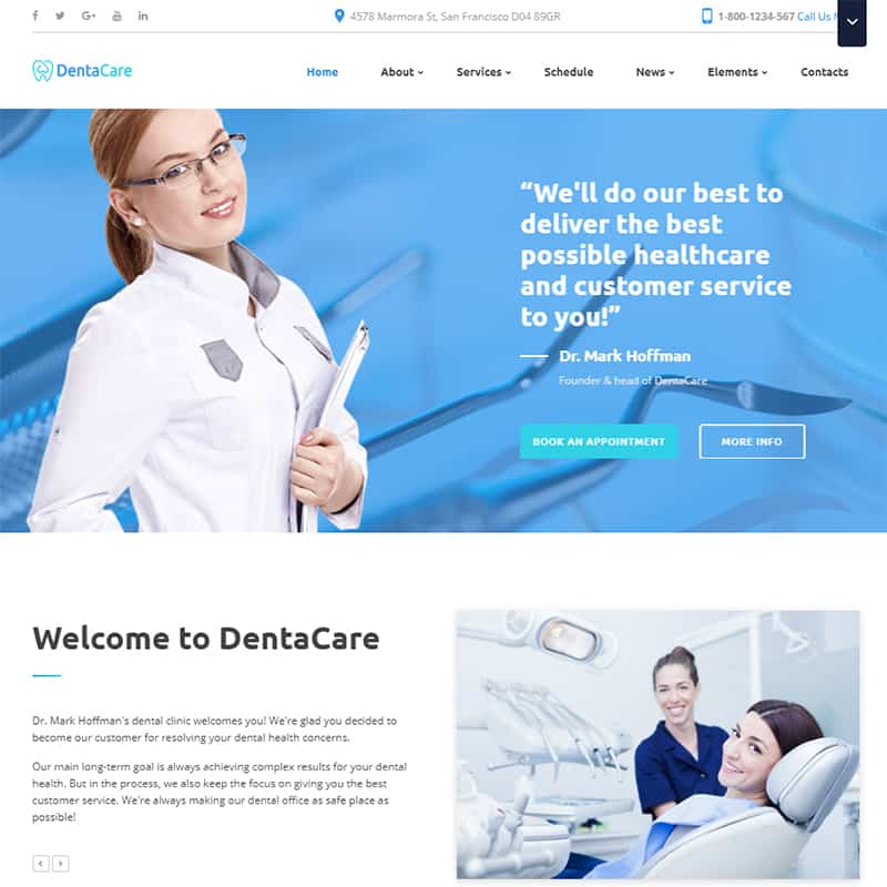 DentaCare - Novibuilder Dentist Website Template