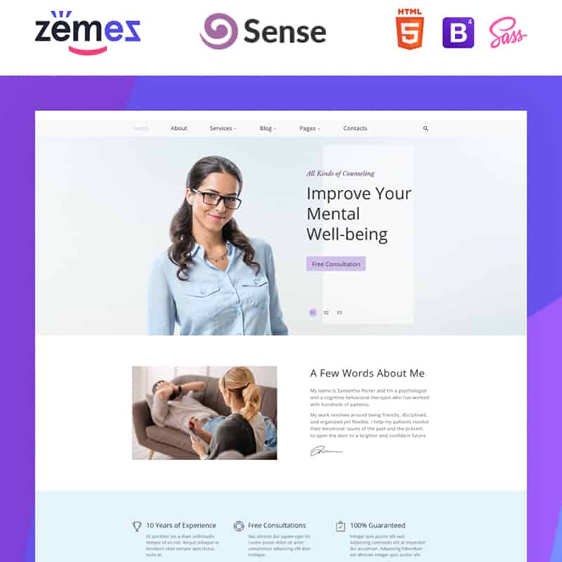 Sense - Psychologist Multipage HTML Template