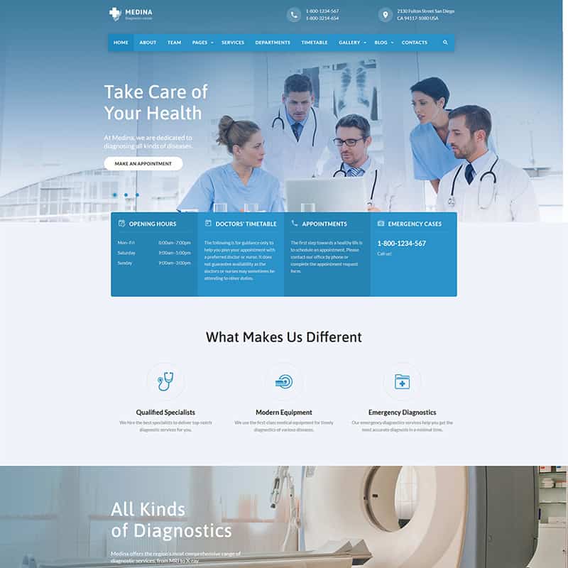 Medina - Diagnostic Center Multipage HTML Template