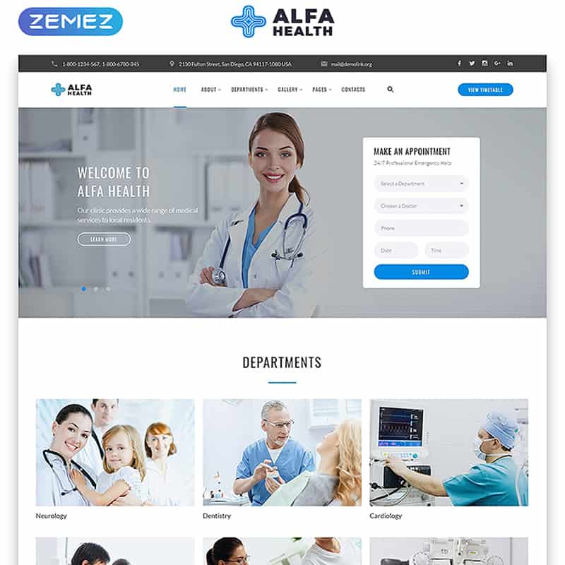 Alfa Health - Modern Doctor Multipage HTML Template