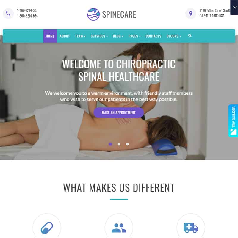 Spincare - Novibuilder Medical Website Template