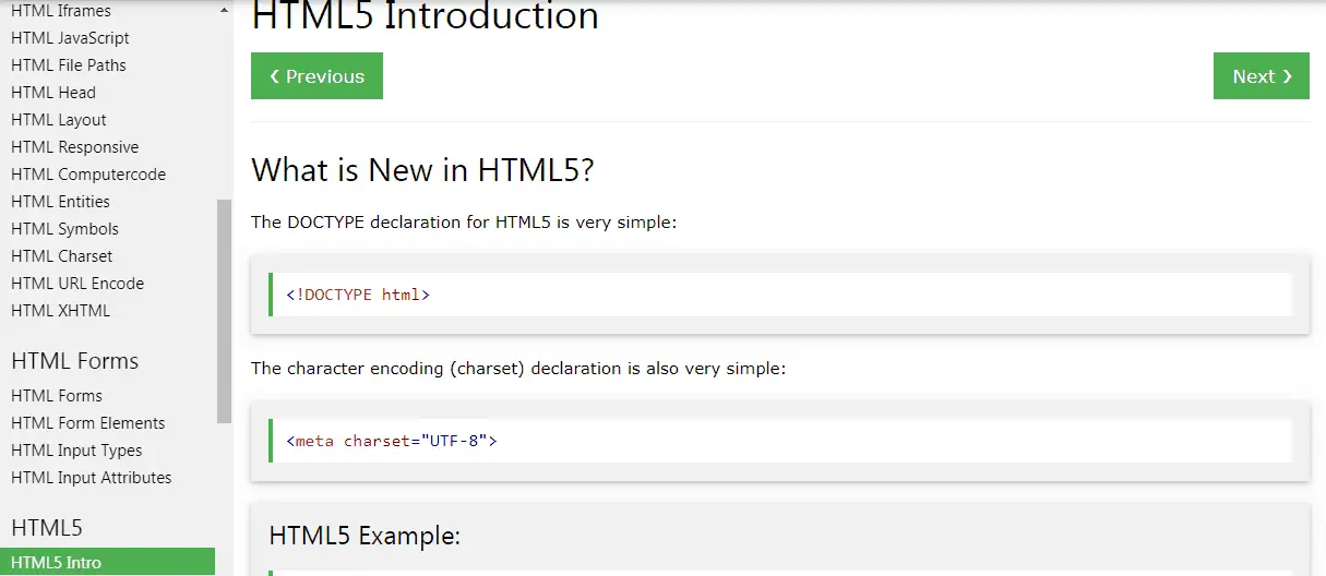 W3schools HTML5 Tutorials