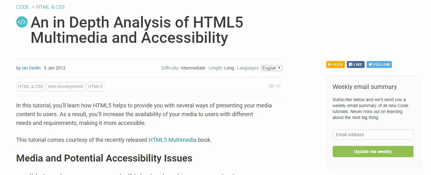 An in-Depth Analysis of HTML5 Multimedia and Accessibility