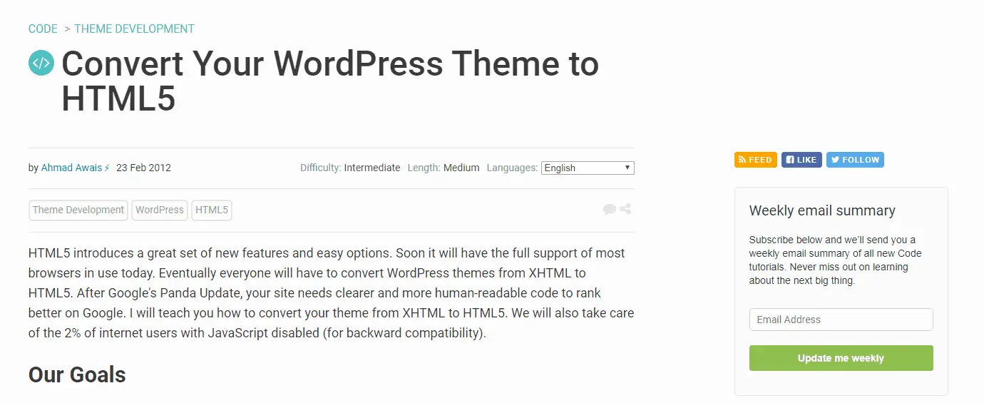 Convert Your WordPress Theme to HTML5