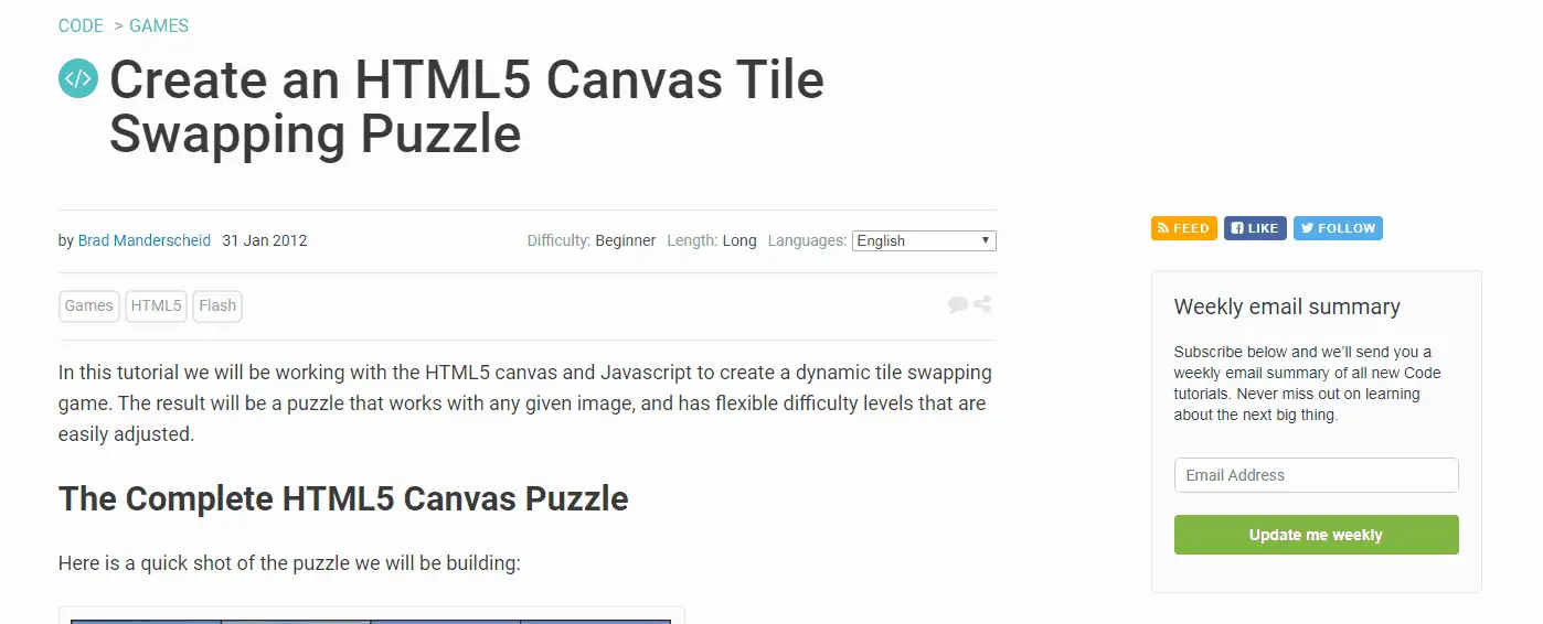 Create an HTML5 Canvas Tile Swapping Puzzle