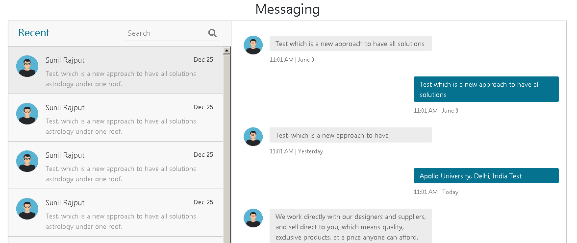 Boostrap 4 Message Chat Box