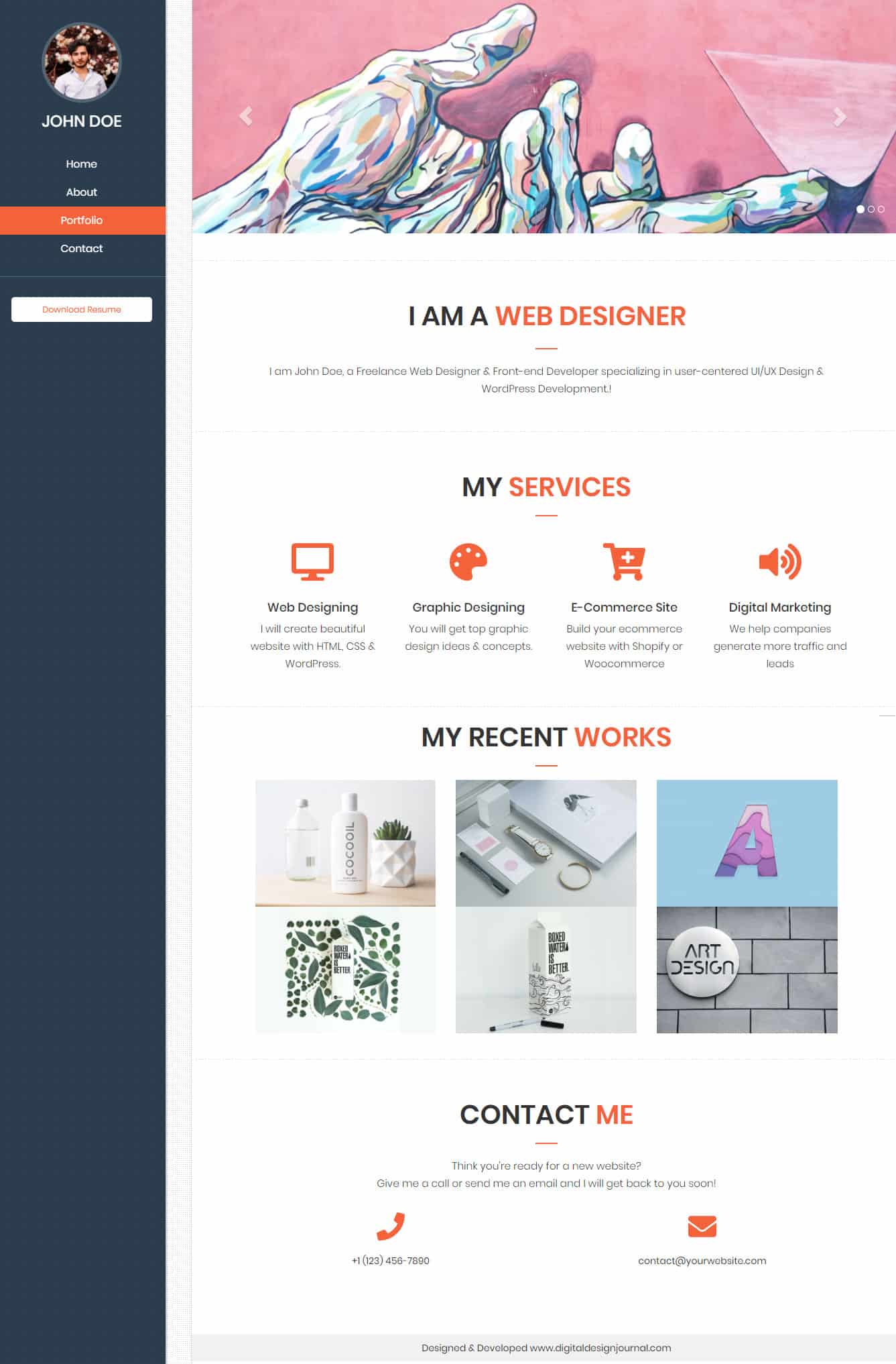 free single page scrolling html5 portfolio template